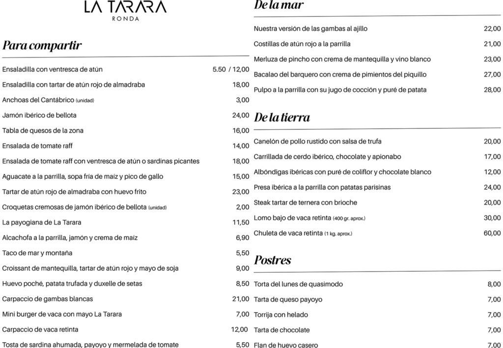 Primera carta de La Tarada Ronda. 