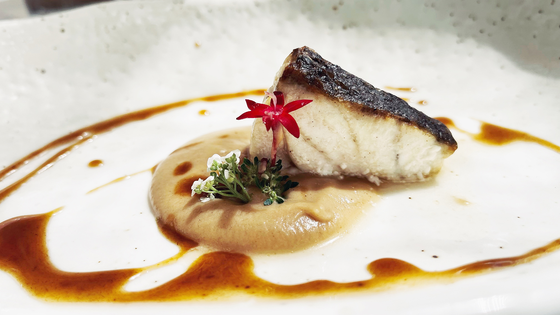 Corvina con salsa de ostras y crema de apio nabo. Foto: Salva Moreno