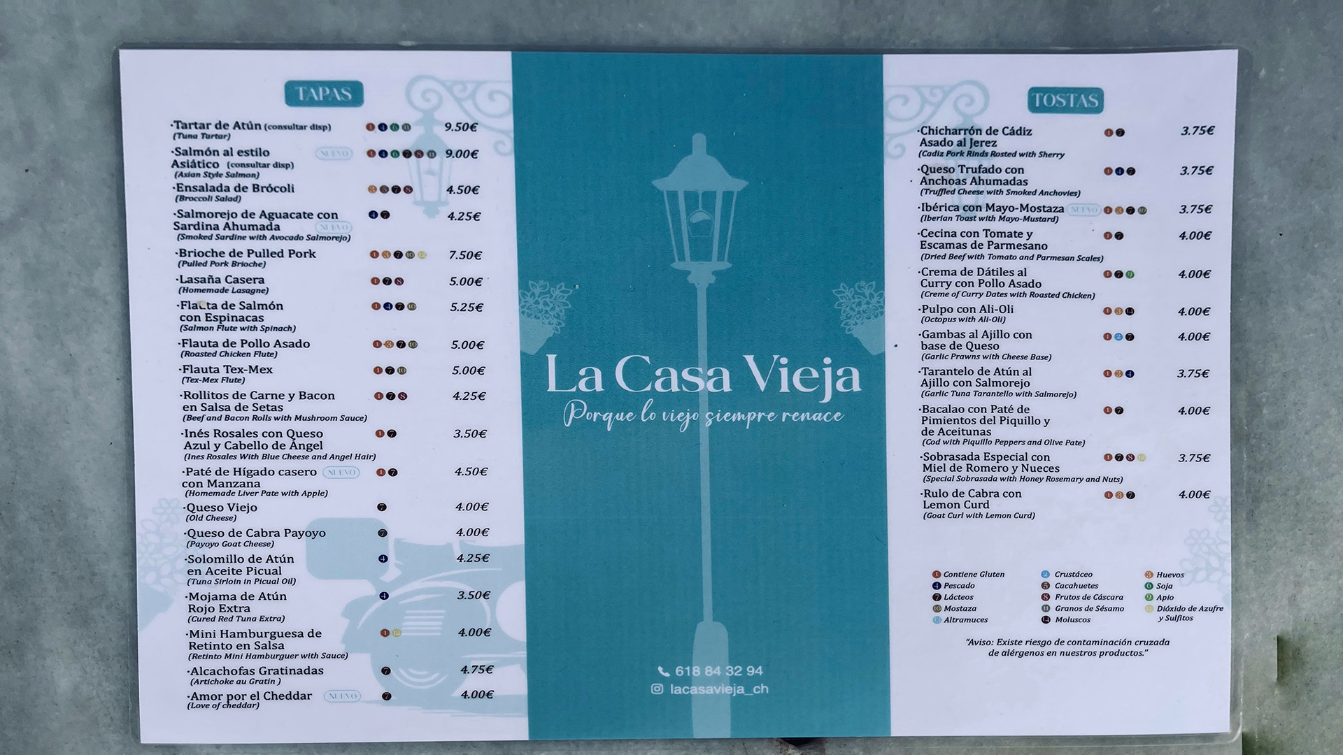 La carta de La Casa Vieja, en Chipiona. Foto: Salva Moreno